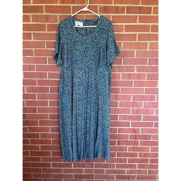 90s Floral Plus Size Dress - Picture 1 of 5